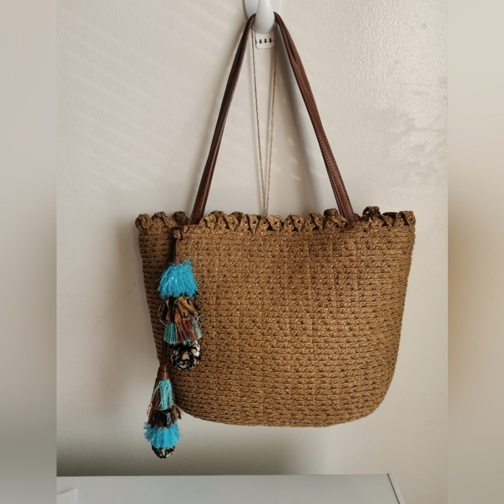ÉRIC JAVITS NEW YORK RAFIA TOTE BAG - Picture 1 of 11